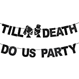 Aisosiks Black Glitter Till Death Do Us Party Banner, Till Death Do Us Party Bachelorette Decorations, Until Death Do Us Part Wedding, Halloween Bachelorette Wedding Party Decorations