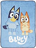 Bluey Again Throw Blanket - Measures 46 x 60 inches, Kids Bedding - Fade Resistant Super Soft Fleece (Official Bluey Product)