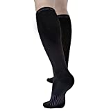 Copper Fit unisex adult Moisturizing Energy Plus Easy On Easy Off Knee High Compression Socks, Black, Small-Medium US