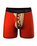 Shinesty Ball Hammock Mens Boxer Briefs with Pouch | Mens Underwear with Fly | US Small Hot Dog
