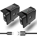 2 Pack Rechargeable Controller Battery Pack with 4 Cover Play and Charge Kit with Micro USB Charging Cable for Xbox 1, S/X/Elite Wireless Remote