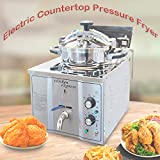 Air Fryer,Commercial Electric Countertop Pressure Fryer 304 Stainless Steel Chicken Express Pressure Deep Fryer 16L Stainless Chicken Fish for Restaurant Hotel And Snack Shops Snd So On,US SHIPPING(Sliver)