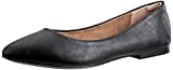 Amazon Essentials Women's Pointed-Toe Ballet Flat, Black Faux Leather, 9