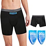 SAVOVUX Vasectomy Underwear, with 2 Cold Ice Packs For Testicular Support and Pain Relief, Breathable Soft Micro Modal Briefs, Vasectomy Gift for Men Black