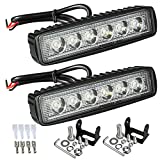 Partsam 6" LED Light Bar White 36W 6500K Super Bright Spot Work Pods Single Row Off Road Driving Fog Boat Light Waterproof SUV ATV 4WD Car Truck Golf Cart 12V 24V IP67 (2pcs)