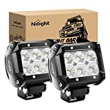 Nilight - 60001F-B Led Pods 2PCS 18W 1260LM Flood Off Road Lights Super Bright Driving Fog Light Boat Lights Driving Lights Led Work Light for Trucks, 2 Years Warranty