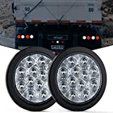 Nilight 2PCS 4" White Round LED Reverse Back Up Light w/Surface Mount Grommet Plugs Trailer Tail Lights for Truck Trailer RV Jeep, 2 Years Warranty (TL-26)