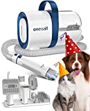 oneisall Dog Hair Vacuum & Dog Grooming Kit, Pet Grooming Vacuum with Pet Clipper Nail Grinder, 1.5L Dust Cup Dog Brush Vacuum with 7 Pet Grooming Tools for Shedding Pet Hair, Home Cleaning