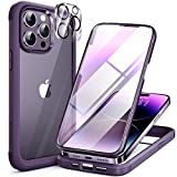 Miracase Glass Series Designed for iPhone 14 Pro Max Case 6.7 Inch, 2023 Upgrade Full-Body Bumper Case with Built-in 9H Tempered Glass Screen Protector with Camera Lens Protector, Noble Purple