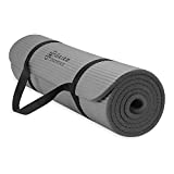 Gaiam Essentials Thick Yoga Mat Fitness & Exercise Mat with Easy-Cinch Carrier Strap, Grey, 72"L X 24"W X 2/5 Inch Thick, 10mm