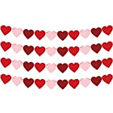 KatchOn, Felt Heart Valentines Garland for Valentines Day Decor - Pack of 40, No DIY | Red, Rose, Light Pink Heart Garland Decorations | Heart Banner Garland Decor, Romantic Valentines Day Decoration