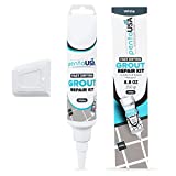 PentaUSA Tile Grout - White Grout Filler Repairs Renews Tube, Triple Protection, Fast Drying Grout Repair Kit, Odorless Grout Paint, Safe Formula - Restore and Renew Grout Line (White 8.8 oz - 250gr)