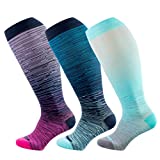 Wide Calf Compression Socks for Women & Men Extra Large Size Support Socks for Nurses Running Pregnant Travel, 15-20 mmHg