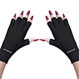 MelodySusie UV Gloves for Gel Nail Lamp, Professional UPF50+ Protection Manicures, Art Skin Care Fingerless Anti Glove Protect Hands from Harm (Black)