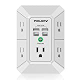 Outlet Extender USB Surge Protector - 3 Sided Power Strip Multi Plug Outlets Wall Adapter Spaced with 5-Outlet Splitter and 4 USB Ports (2 USB C Ports) for Home, Office, School, ETL Listed