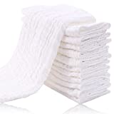 Cute Castle 12 Pack Muslin Burp Cloths for Baby - Ultra-Soft 100% Cotton Baby Washcloths - Large 20'' by 10'' Super Absorbent Milk Spit Up Rags - Burpy Cloths for Unisex, Boy, Girl - White