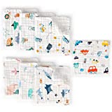 Maliton Muslin Baby Burp Cloths 6 Pack Large 20''x10'' 100% Cotton Burp Rags Absorbent and Soft 6 Layers Muslin Cloth Baby Essentials for Newborn(Animals and Cars, Pack of 6)