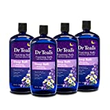 Dr Teal's Foaming Bath with Pure Epsom Salt, Sleep Blend with Melatonin, Lavender & Chamomile Essential Oils, 34 fl oz (Pack of 4) (Packaging May Vary)