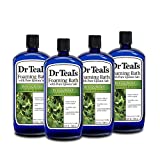 Dr Teal's Foaming Bath with Pure Epsom Salt, Relax & Relief with Eucalyptus & Spearmint, 34 fl oz (Pack of 4) (Packaging May Vary)