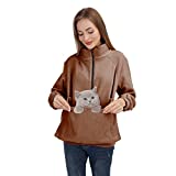 ALYC Womens Pet Carrier Sweatshirt Dog Cat Holder Pet Pouch Pullover  Kitty Carring Sweatshirt with Soft Kangaroo Pouch Coffee