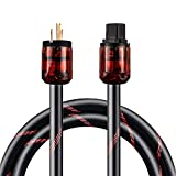 Audiocrast High Fidelity Power Cord 125V 15A, Hi-End Braided Sleeve Amplifier Power Cable, Audiophile AC Power Cord with US Plug+IEC C15 Connector (4.9FT/1.5M)