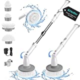 kHelfer Electric Spin Scrubber Kh8, 2023 New Cordless Shower Scrubber, 4 Replacement Head, 1.5H Bathroom Scrubber Dual Speed, Shower Cleaning Brush with Extension Arm for Bathtub Grout Tile Floor