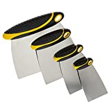 Custom Shop 4-Piece Set of Carbon Spring Steel Body Filler and Putty Spreaders/Scraper Set with Handles (2", 3", 4", 6")