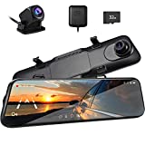 Pelsee P12 Pro 4K Mirror Dash Cam, 12'' Rear View Mirror Camera Smart Driving Assistant w/ADAS and BSD,2160P Front and Rear Camera,Voice Control,Night Vision,Parking Monitoring,Free 32GB Memory Card