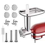 Metal Meat grinder attachment for KitchenAid stand mixers, Grinder Attachment Includes 4 Grinding Plates, 3 Sausage Stuffer Tubes, 2 Blades, and by COFUN