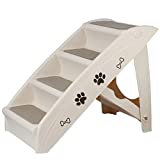 Pet Dog Stairs Steps for Small Dogs with Non-Slip Pads for High Bed Sofa, Car Foldable Plastic Dog Ramp Dog Steps (Tan)