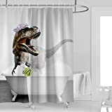 Kikiry Funny Dinosaur Shower Curtain 60''W x 72''L Cute Dino Kids Boy Bathroom Curtains Cartoon Animal Children Cool Monster Decor Polyester Fabric 12 Pack Plastic Hooks