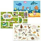 Disposable Placemats for Baby - Kids Placemat That Stick on Dining Table at Restaurant, Travel Essentials for Toddlers Table Mat - Assorted 40 Pack with 3 Designs