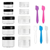 Accmor 10 Pieces Makeup Travel Containers with Lids 3/5/ 10/15/ 20 Gram Size Cosmetic Jars with 5 Pieces Mini Spatulas for Gift(random color)