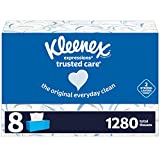 Kleenex Expressions Trusted Care Facial Tissues, 8 Flat Boxes, 160 Tissues per Box, 2-Ply (1,280 Total Tissues)