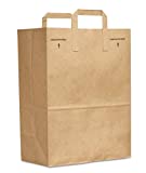 MULMEH Retail Grocery Bags, Brown Kraft Paper, Handles, 25 Pack, 12" x 7" x 17", Made in America