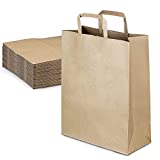 Mr. Miracle 57 Lb Large Kraft Paper Grocery Bags with Handles - 50 Count, 12 x 17 x 7 - Durable, Reusable & Eco-Friendly Shopping Bags, Brown Kraft Take-Out Bags for Retail, To-Go, Any Occasion