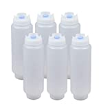 FIFO Squeeze Bottle Refillable 16 oz | Blue Tip Large Valve Dispenser for Thick Condiments, Sauces, Batter and Dressing | Self Sealing No Drip No Hassle | (6 Pack)