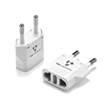 United States to Israel Travel Power Adapter to Connect North American Electrical Plugs to Israeli Outlets for Cell Phones, Tablets, Laptops, eReaders, and More (2-Pack, White)