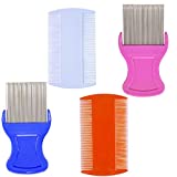 zYoung 4 Pcs Head Hair Comb Including 2 Pieces Hair Comb Double Sided 2 Pieces Removal Dandruff Comb with Metal Teeth