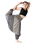 B BANGKOK PANTS Women's Harem Pants Jumpsuit Hippie Clothes (Line Black, One Size)