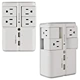 ECHOGEAR USB Wall Charger Surge Protector with 4 Pivoting AC Outlets & 2 USB Ports  Packs 1080 Joules of Surge Protection & Installs On Existing Outlets to Protect Gear (2 Pack)