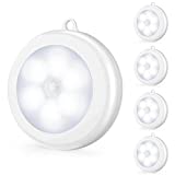 Mlambert 4 Pack Motion Sensor LED Night Light, Non-Fall Cordless Battery-Powered Wall Light, Stick-on Magnet Closet Lights, Safe Lights for Stairs, Hallway, Kitchen, Cabinet, White