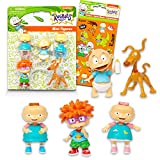 Retro Nick Nickelodeon Rugrats Mini Figures 5 Pack - Rugrats Toy Bundle with 5 Rugrats Figures Including Tommy, Chuckie, Spike, and More Plus Rugrats Stickers (Rugrats Party Supplies)