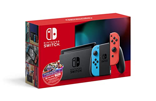 Nintendo Switch w/ Neon Blue & Neon Red Joy-Con + Mario Kart 8 Deluxe (Full Game Download) + 3 Month Switch Online Individual Membership