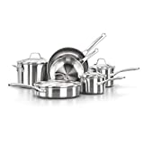 Calphalon 10-Piece Pots and Pans Set, Stainless Steel Kitchen Cookware with Stay-Cool Handles and Pour Spouts, Dishwasher Safe, Silver