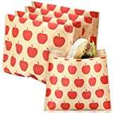 100 Pcs Sandwich Bags Sealable Paper Lunch Bags Paper Sandwich Bags Paper Storage Bags Kids Paper Snack Bags Burger Wrappers for Candies, Cookies, Goodies, Chocolates, Desserts (Fruit Patterns)