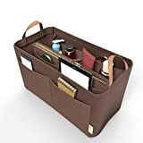 VJOY Purse Organizer Insert Handbag Tote Felt Organizer Bag in Bag Shaper Fit Neverfull Speedy Graceful MM GM (X-Large, BROWN)