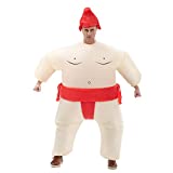 IRETG Sumo Wrestler Costumes for Adults Inflatable Sumo Costume Blow up Fat Wrestler Jumpsuit Funny Fancy Dress for Holiday Party, Free Size (red)