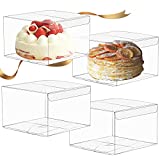 Oomcu 40 Pack Clear PET Plastic Boxes,Transparent Favor Candy Bakery Mini Cake Cookie Donut Dessert Macaron Pastry Gift Packaging Box Container for Wedding Baby Shower Birthday Party(4" x 4" x 2.5")