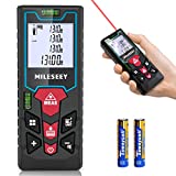Laser Measure 130ft, MiLESEEY S2H Laser Tape Measure with 2 Bubble Levels, 1/16IN Accuracy, Laser Measurement Tool for Area Measurement,Volume and Pythagoras, 2" LCD Backlit Laser Distance Measure